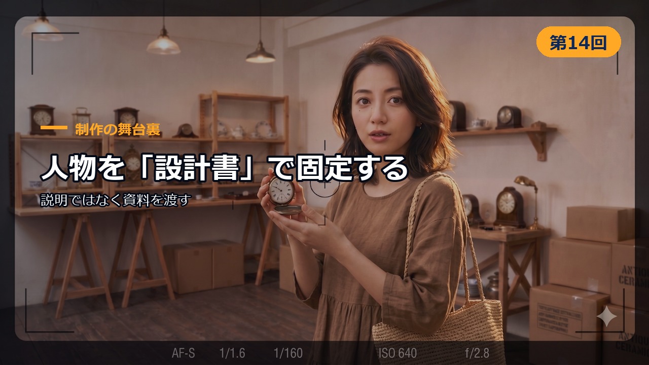 制作の舞台裏 第14回 人物を「設計書」で固定する ― 説明ではなく資料を渡す