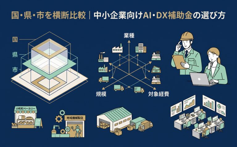 AI活用ガイド｜国・県・市を横断比較｜福岡の中小企業向けAI・DX補助金の選び方