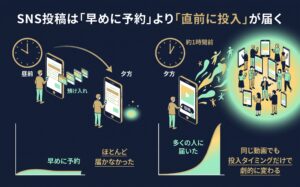 AI活用のコツ｜SNS投稿は「早めに予約」より「直前に投入」が届く — 5時間の差で0人と362人に分かれた話