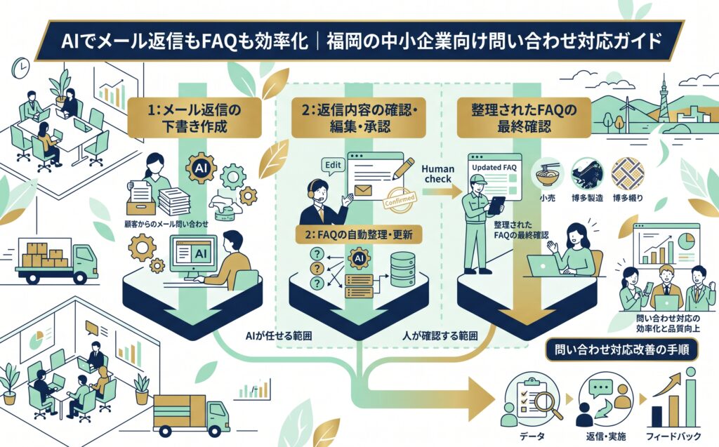 AI活用ガイド｜AIでメール返信もFAQも効率化｜福岡の中小企業向け問い合わせ対応ガイド