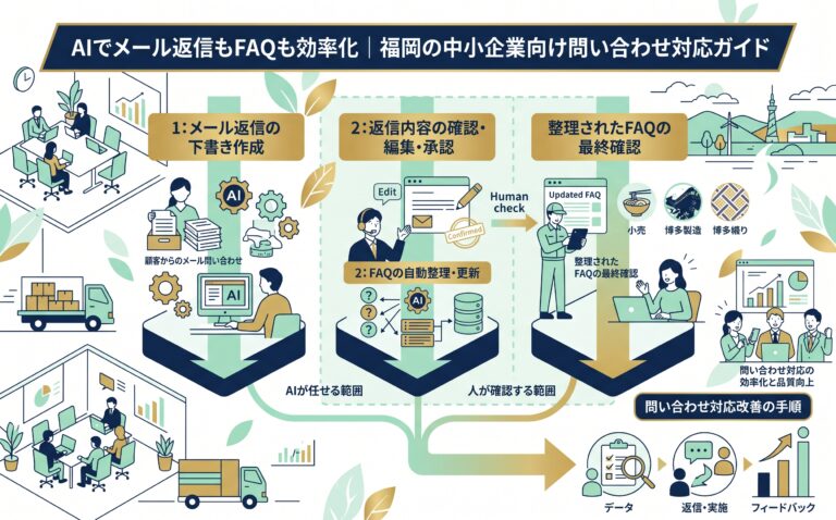 AI活用ガイド｜AIでメール返信もFAQも効率化｜福岡の中小企業向け問い合わせ対応ガイド